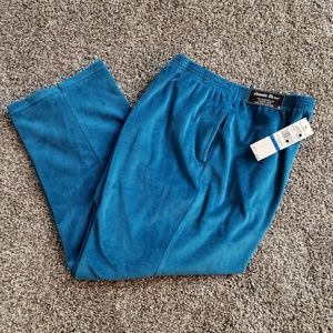 Alfred Dunner Women's Teal Velour Pants Sz XL  NWT